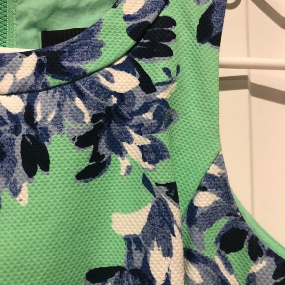 J.Crew Green and Blue A-Line Photo Floral Dress 0 - Picture 3 of 6